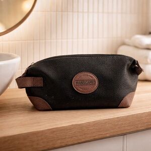 Manscaped Black & Brown Leather Toiletry Bag 9”x 4”x 6”.